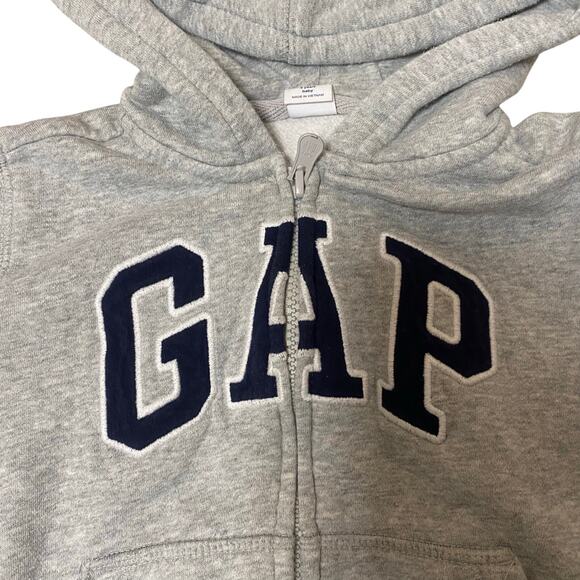 Gap light gray logo full zip hooded sweatshirt SIZE 4 - Picture 2 of 4